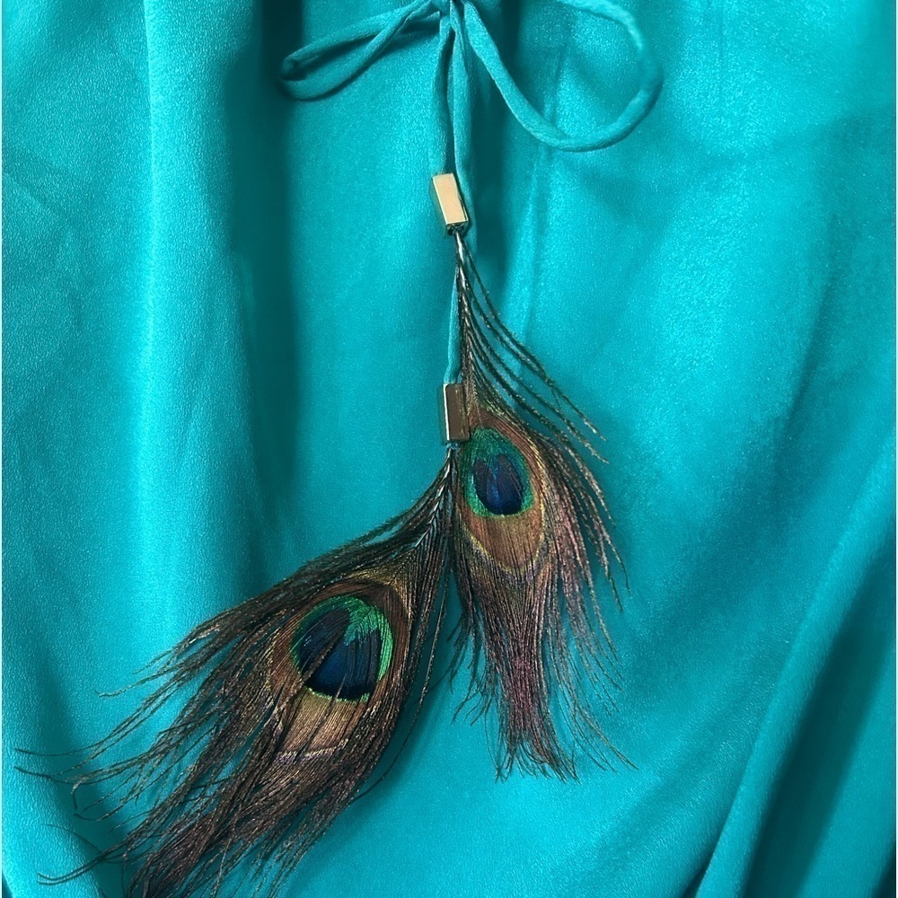 Garcia blue peacock feather bow strapless romper size L - Picture 4 of 11